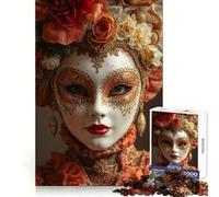 Venetian Mask with Floral Headdress Puzzles for Adults 1000 Piece Cognitive Boost Leisure Activity Nice Gift (38x52cm)