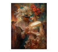 Artery8 Venetian Masked Ball Romantic Painting Extra Large XL Wall Art Poster Print