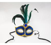 Venetian Masquerade Ball Face Mask A - Gold Embroidery Gem - 4 Colours + Styles - Parties Events Accessories (Blue)