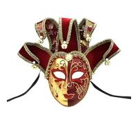 Venetian Masquerade Jester Mask, Vintage Full Face Costume Mardi Gras Cosplay Mask for Dance Halloween Party