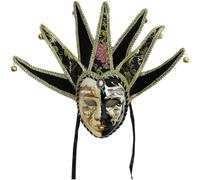 Venetian Masquerade Mask Black Full Face Jester Mask Carnival Costume Cosplay Dress Up Accessory for Performance Party