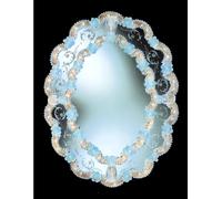 Venetian Mirror in Murano Glass Oval with Hand-Engraved Gold in Italy New