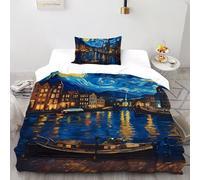 Venetian Night Romance Bedding Set Digital Printe Theme Duvet Cover Set 2 Pcs Microfiber Quilt Cover Suitable for All Seasons with Pillowcase Single（135x200cm）
