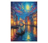 Venetian Night Scene 1000 Piece Jigsaw Puzzle for Adults Night View Town Weekend Hobby Creative Challenge No Duplicate Pieces Ideal Retirement Gift 1000 PCS