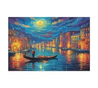 Venetian Night Scene 1000 Piece Jigsaw Puzzle for All Ages Night View Town Jigsaw Evening Relaxation Routine Vibrant Puzzle Stress Relief Home Decor 1000 PCS