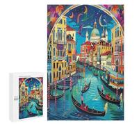 Venetian Night Scene 1000 Piece Jigsaw Puzzles Adults Kids Colored Buildings Jigsaws Weekend Get-Together Whimsical Design Friends Stress Buster 1000 PCS