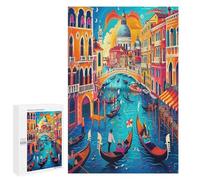 Venetian Night Scene 1000 Piece Jigsaw Puzzles Suitable Adults Children Colored Buildings Jigsaws Weekend Family Vibrant Colourful Challenge Stress Relief 1000 PCS