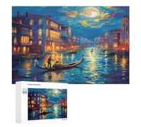 Venetian Night Scene 1000Pc Jigsaw Puzzles Suitable Adults Kids Colored Buildings Jigsaws Essential Parent Child Activity Family Game Vibrant Ideal Holiday Gift1000 PCS