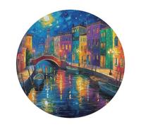 Venetian Night Scene 120 Piece Circular Puzzle Night View Town Animal Shape All Ages Suitable Stress Relief & Educational Puzzle Home Decor Family Activity Challenging 120 PCS