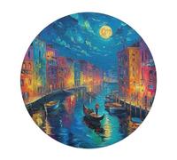 Venetian Night Scene 120 Piece Round Puzzle Night View Town Animal Shape Durable Premium Puzzle Stress Relief Relaxing Activity Home Decor Challenging Educational 120 PCS