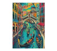 Venetian Night Scene 300 Piece Complete DIY Jigsaw Puzzle Colored Buildings Collectors Mind Relaxation Educational Decorative Puzzle Gifts for Adults Sturdy Thick Cardboard 300 PCS