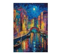 Venetian Night Scene 300 Piece Jigsaw Puzzle Pack Night View Town Teens Beginners Cognitive Development Puzzle Fans Group Play Anniversary Recycled Cardboard 300 PCS
