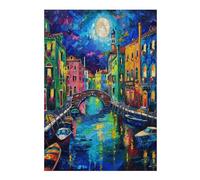 Venetian Night Scene 300 Piece Pack DIY Jigsaw Puzzle Colored Buildings Collectors Ultra Difficult Educational Decorative Puzzle Gifts for Adults Birthday Sturdy Paperboard 300 PCS