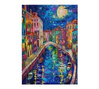 Venetian Night Scene 300 Piece Premium Jigsaw Puzzle Colored Buildings For Men Educational Decompression Adults Anxiety Memory Care Mothers Valentines Wooden 300 PCS