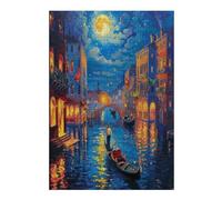 Venetian Night Scene 300 Piece Premium Jigsaw Puzzle Colored Buildings For Men Educational Decompression Adults Anxiety Memory Care Mothers Valentines Wooden 300 PCS
