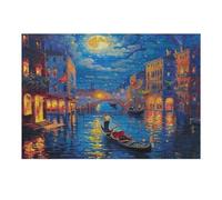 Venetian Night Scene 300 Pieces Set Classic Jigsaw Puzzle Colored Buildings Couple Puzzle Partners Mind Relaxation Wall Decor Easter New Year Creativity & Gift Giving 300 PCS