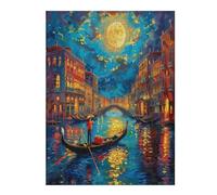 Venetian Night Scene 500 Piece Count Premium Jigsaw Puzzle Colored Buildings Teen Fans 14-18 Yrs Concentration Training Leisure Adventure Valentines Gift Premium Cardboard 500 PCS