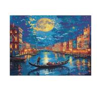 Venetian Night Scene 500 Piece Jigsaw Puzzle for Adults Teens Colored Buildings Jigsaw Stress Relief for Students Colourful Challenge Great Gift Dorm Room Decor 500 PCS