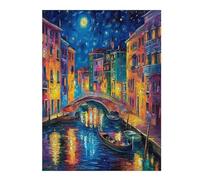 Venetian Night Scene 500 Piece Jigsaw Puzzle for Adults Teens Night View Town Jigsaw Post Retirement Leisure Challenging Puzzle Great Gift for Seniors Stress Reliever 500 PCS