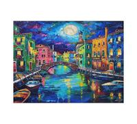 Venetian Night Scene 500 Piece Pack Classic Jigsaw Puzzle Colored Buildings Couple Puzzle Partners Ultra Difficult Wall Decor Easter New Year Gift Thick Paperboard 500 PCS