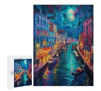 Venetian Night Scene 500Pc Jigsaw Puzzles All Ages Colored Buildings Jigsaws House Party Entertainment Family Game Whimsical Design 500 PCS