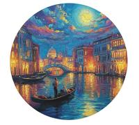 Venetian Night Scene 68 Piece Circular Jigsaw Puzzle Night View Town Animal Shape All Ages Suitable Stress Relief Puzzle Educational Learning Through Play Home Decor 68 PCS