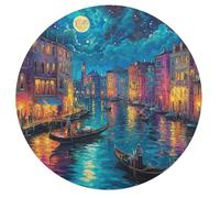 Venetian Night Scene 68 Piece Circular Puzzle Night View Town Animal Shape All Ages Relaxing Puzzle Stress Relief Home Decor Creative Challenge Educational Challenging 68 PCS