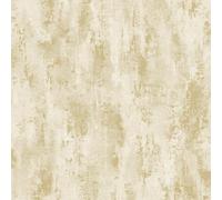 Venetian Plain Cream Wallpaper - Metallic Gold Textured Industrial Concrete Effect - Stylish Blown Vinyl