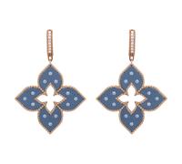 Venetian Princess 18ct Rose Gold Blue Titanium and Diamond Hoop Earrings