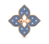 Venetian Princess 18ct Rose Gold Blue Titanium & Diamond Ring - Ring Size M