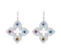 Venetian Princess 18ct White Gold Diamond & Mixed Gemstone Drop Earrings
