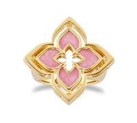 Venetian Princess 18ct Yellow Gold Rhodonite & 0.03ct Diamond Ring - Ring Size M