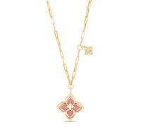 Venetian Princess 18ct Yellow Gold Rhodonite & 0.14ct Diamond Pendant