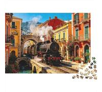 Venetian Train Puzzles for Elderly 1000Pc Recyclable Paper Canal City Puzzle for Adults Interesting Family Game Props Party Game Props for Home 38x26cm/1000pcs