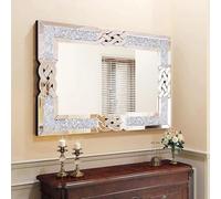 Venetian Wall Mirror Rectangular Decorative : Entryway Mirrors Elegant Artistic Look 5mm Thick Large Silver Hung Mirrors 90x60x2.5cm Hand Polishe Bling Crystals Embedded Walls Mirror Home Decor