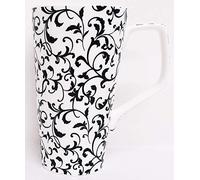 Venetian White Mug Fine Bone China Swirl Large Jumbo 1 Pint Latte Coffee Tea Cup Hand Decorated UK