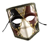 Venetians Carnivals Full Face Cover Lace Trim Vintage Contrast Color Masquerade Eyemask For Costume Parties Accessory Full Face