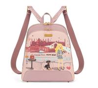 Venetti Cityscape Illustration Mini Backpack for Women and Girls, Cute Small Backpack Purse with Multi-Pocket and Zipper, Pink, Mini, Fashionable and Cute