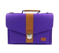 Venetto Business Bag, Shoulder Bag, Briefcase, Work Bag, Handbag, Men and Women, Unisex Felt Bag with Shoulder Strap with Genuine Leather Appliqués for MacBook, Notebook, Laptop, purple, Medium