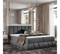 Venezia Bedroom Upholstered Storage Bed Mdf And Laminated Board Frame With Topper Bonell Springs Hr Foam 160X200 Grey