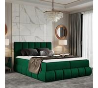 Venezia Bedroom Upholstered Storage Bed Mdf And Laminated Board Frame With Topper Bonell Springs Hr Foam 180X200 Green