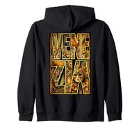 Venezia Gold Venetian Masks Art Deco Venice Carnival Zip Hoodie