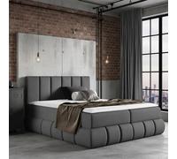 Venezia Upholstered Storage Bed With Bonell Springs Hr Foam And Topper 200 X 200 Cm Kronos Fabric Grey