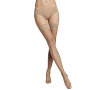 VENEZIANA NUOVA Women Hold Up Stocking 15 Denier - Self Supporting Lace Stockings with Elastic and Flexible Thigh Band, Matte Finish Tan L