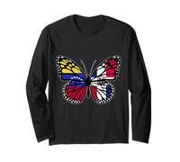 Venezuela and Dominican Butterfly Half Venezuelan Dominicana Long Sleeve T-Shirt