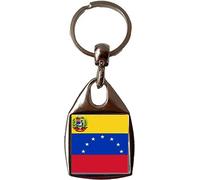 Venezuela Crest Luxury Double Sided Square Metal Keyring And Gift Bag