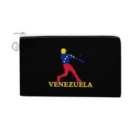Venezuela Flag Baseball Player Coin Purse Cute Change Pouch Wallet Clutch Bag with Zip