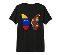 Venezuela Flag Butterfly Floral Pattern Artistic Hispanic Premium T-Shirt