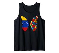 Venezuela Flag Butterfly Floral Pattern Artistic Hispanic Tank Top