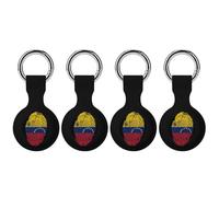 Venezuela Flag Fingerprint Compatible with Airtag Locator Silicone Protective Case with Keychain 4PCS